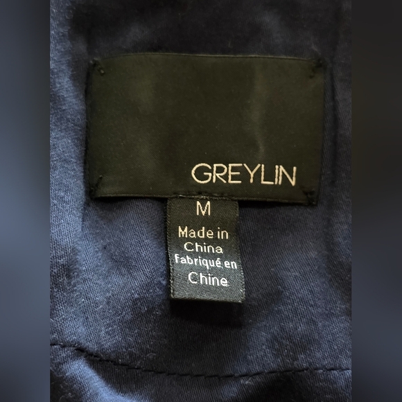 Greylin Navy Plaid Wrap Romper M Flutter Sleeve Tie Waist Chic Summer - Picture 8 of 10